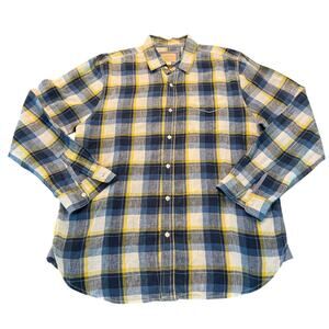 Authentic True Grit California Plaid Linen Shirt Size M